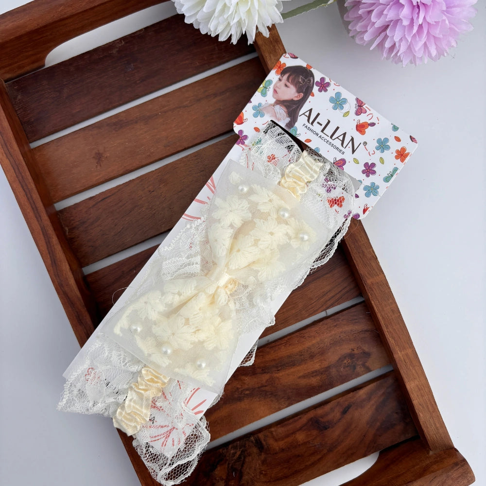 Bow Flower Lace NewBorn Headband