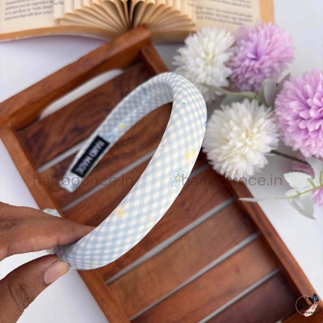 Pastel Gingham Padded Headband for Women & Girls