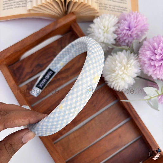 Pastel Gingham Padded Headband for Women & Girls