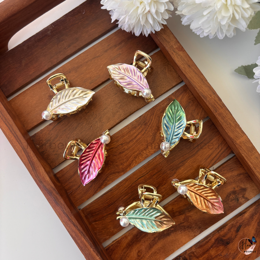 Metallic Leaf Hair Claw -  Medium