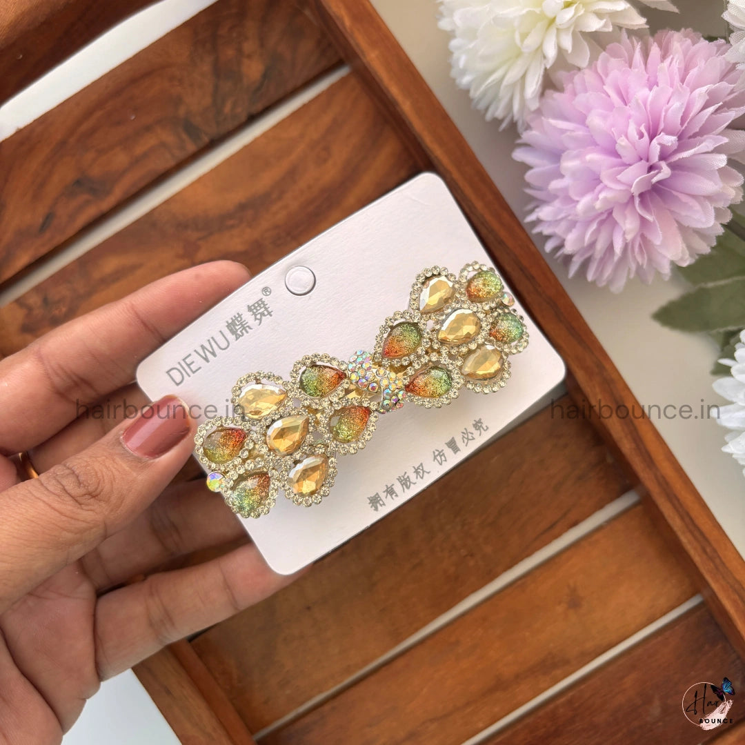 Rosé Prism Floral Bar Clip