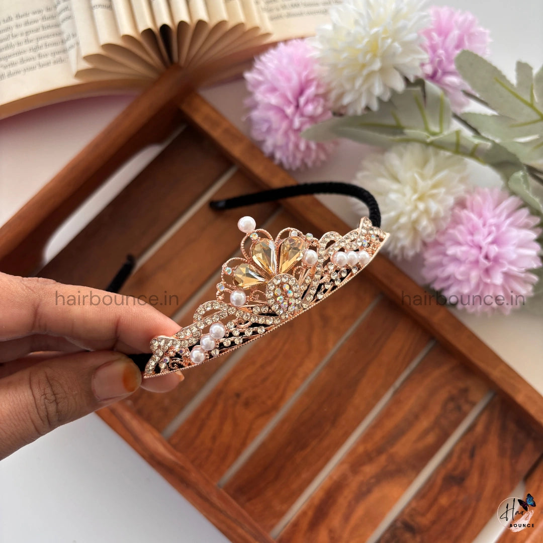 Royal Crystal Pearl Tiara Hair Band