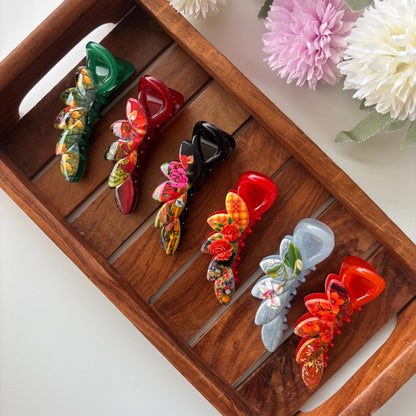 Vibrant Bloom Petal Banana Clip - Medium