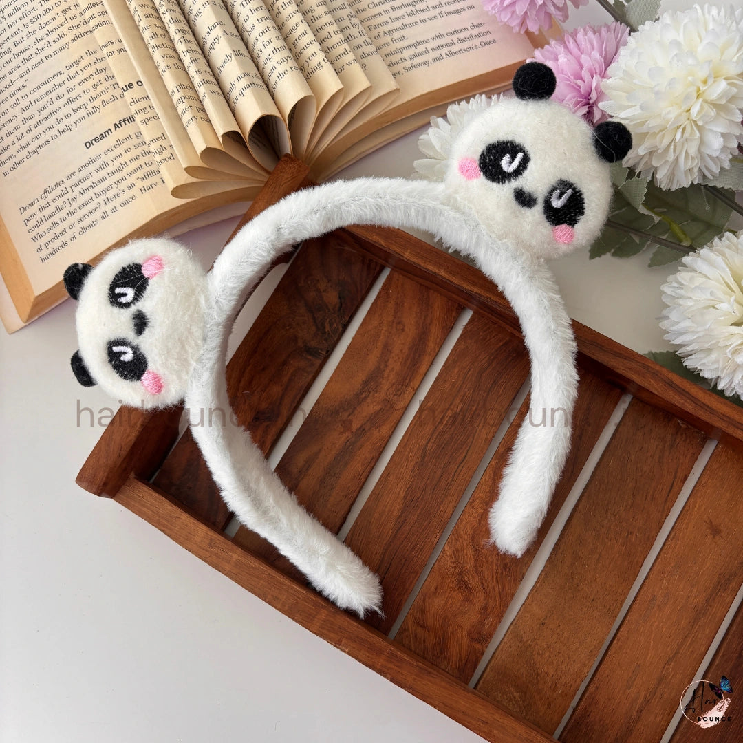 Cute Panda Plush Headband – Soft Furry Hair Band