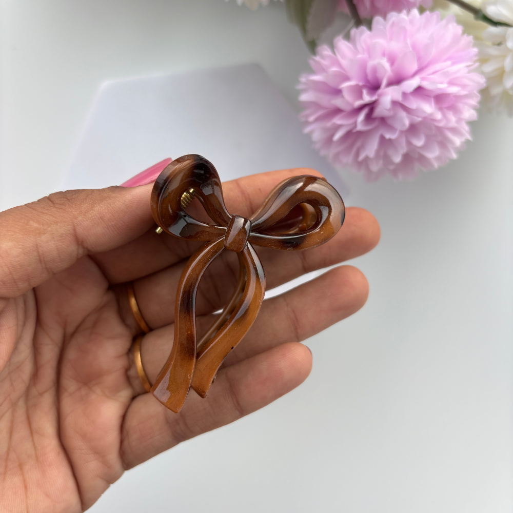 Dark Shades Bow Hair Claw - Medium