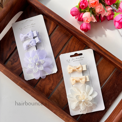 Flower Bow Clip Set of 3