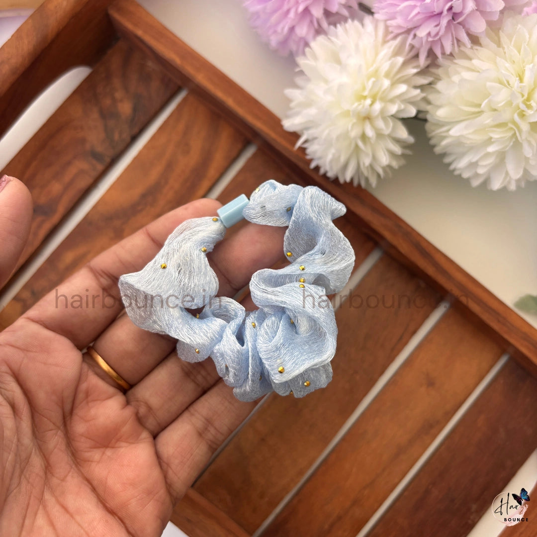 Pearl Stud Organza Scrunchies
