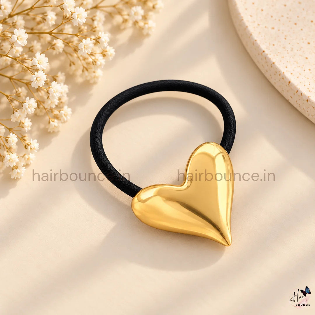 Golden Heart Metal Ponytail Holder – Medium & Large