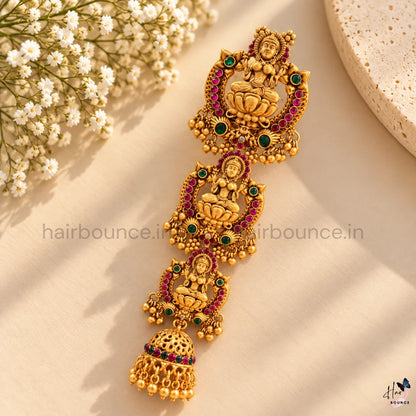 Divine Lakshmi Temple Jada Billa with Jhumka Hangings