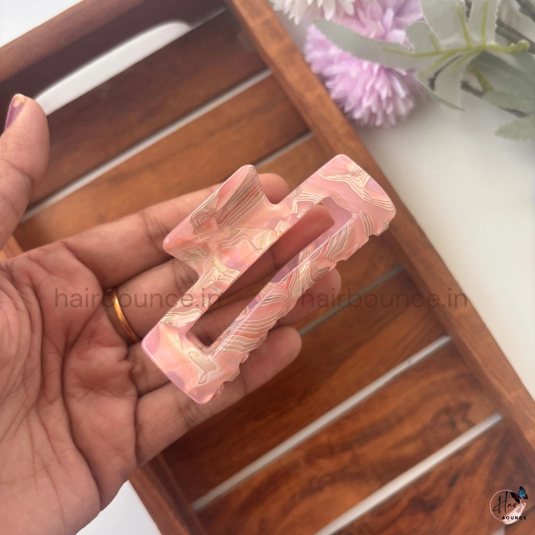 Marble Swirl Rectangle Hair Claw – Large