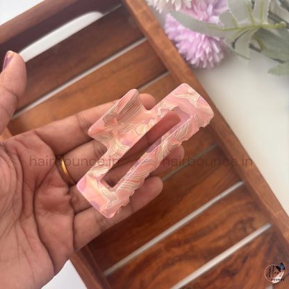 Marble Swirl Rectangle Hair Claw – Large