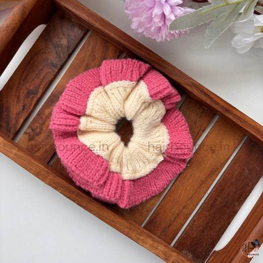 Cozy Duo Knit Winter Scrunchie