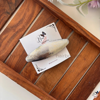 Zenith Brushed Metallic Oval Barrette – Luxe Linear Shine Collection