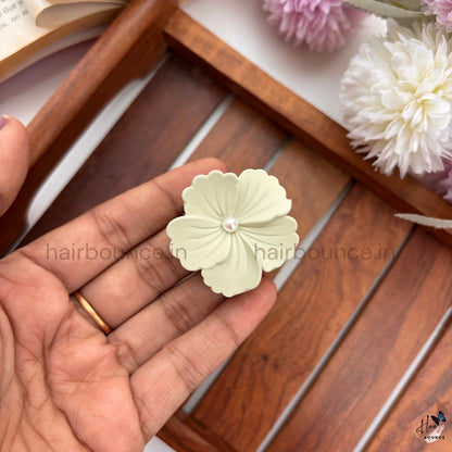 Light Shades Matte Pearl Hibiscus Flower Hair Claw - Small