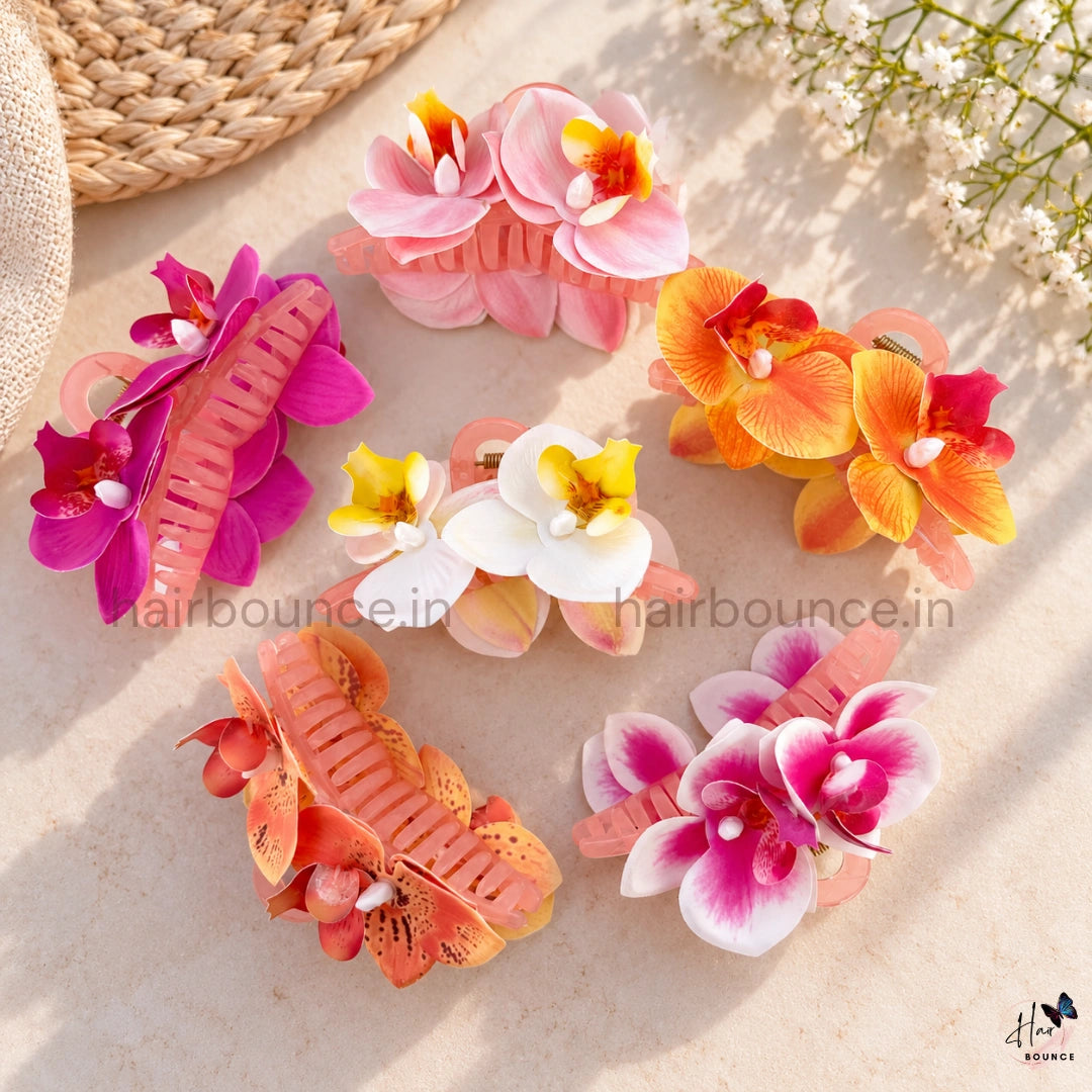 Tropical Orchid Floral Hair Claw – Large
