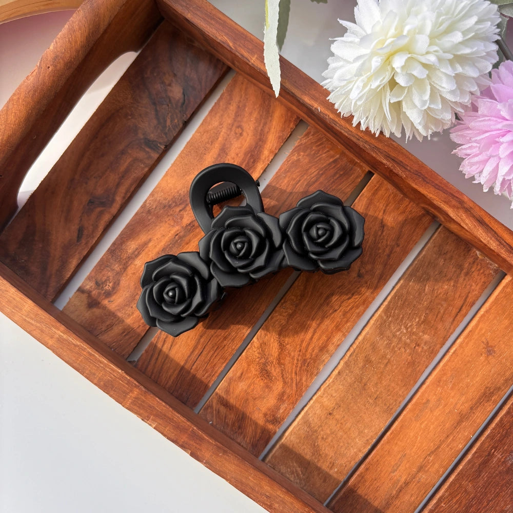 Triple Flower Rose Hair Claw - Large