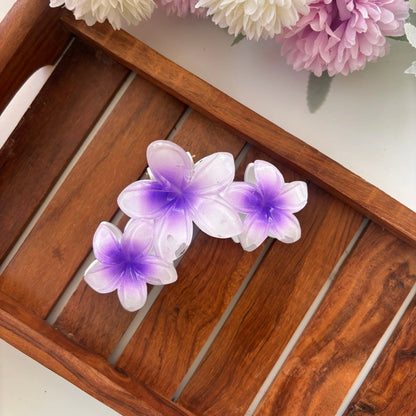 Shinny Triple Flower Lilly Hair Claw - Large