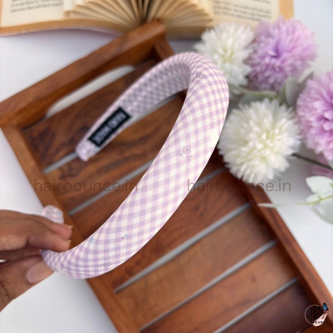 Pastel Gingham Padded Headband for Women & Girls
