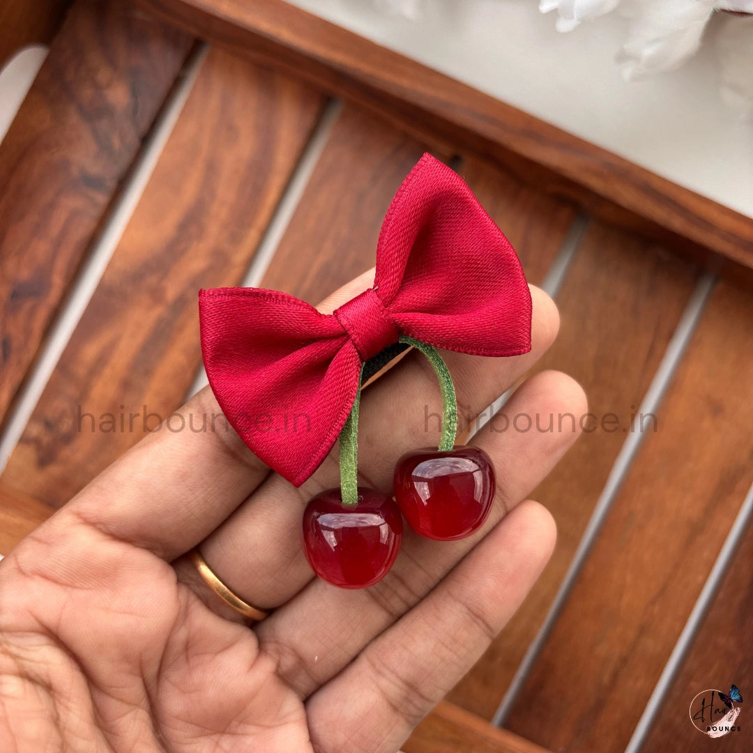 Sweet Cherry Bow Alligator Hair Clip – Red