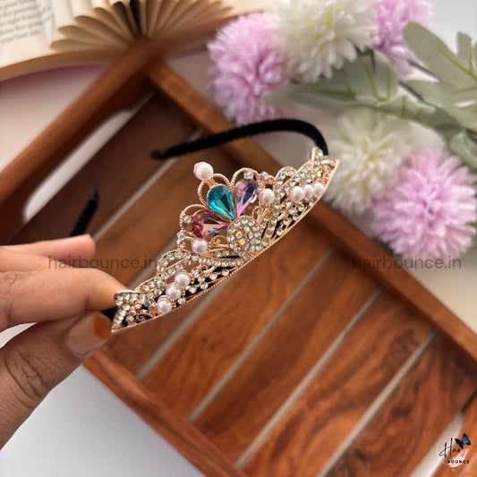 Royal Crystal Pearl Tiara Hair Band