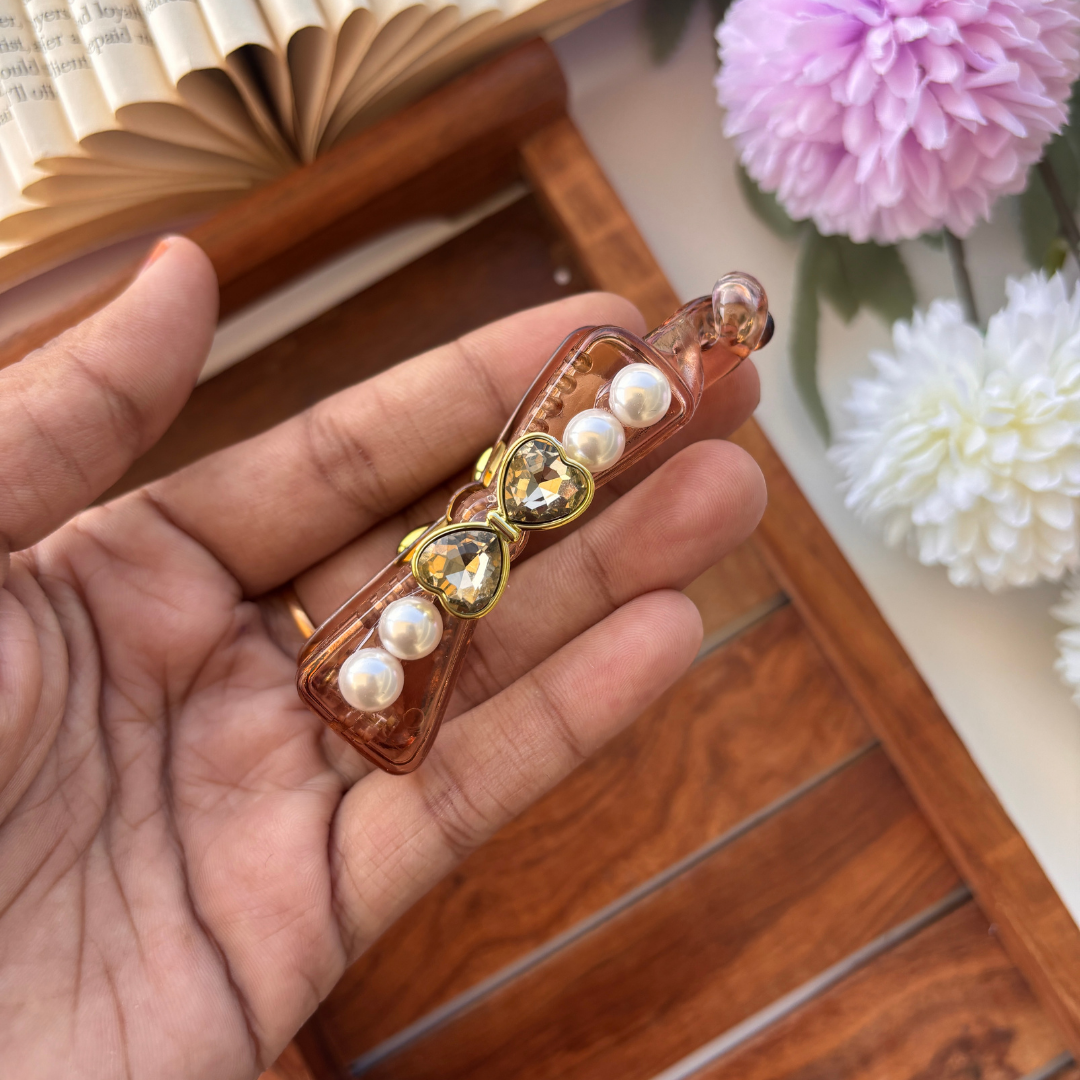 Pearl Heart Luxe Banana Clip – Medium