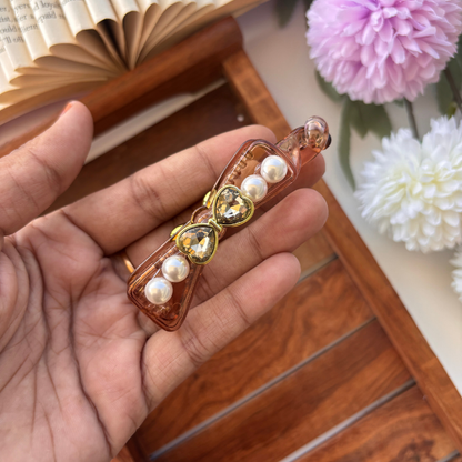 Pearl Heart Luxe Banana Clip – Medium