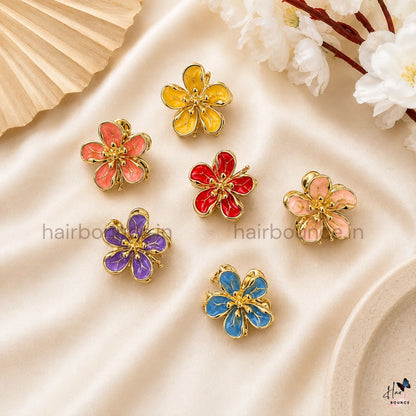 Floral Bloom Metal Hair Claw Clip- Small