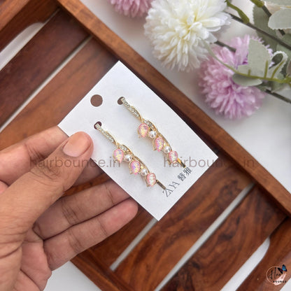 Elegant Tulip Pearl Drop Hair Pins