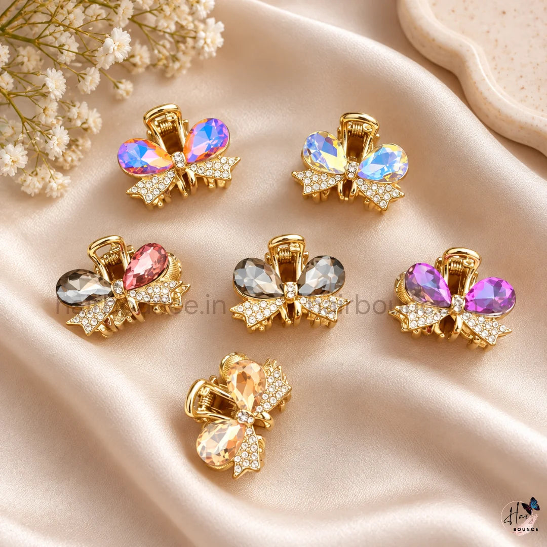 Crystal Bow Mini Hair Claw