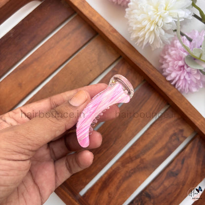 Glossy Marble Curved Banana Hair Clip – Small