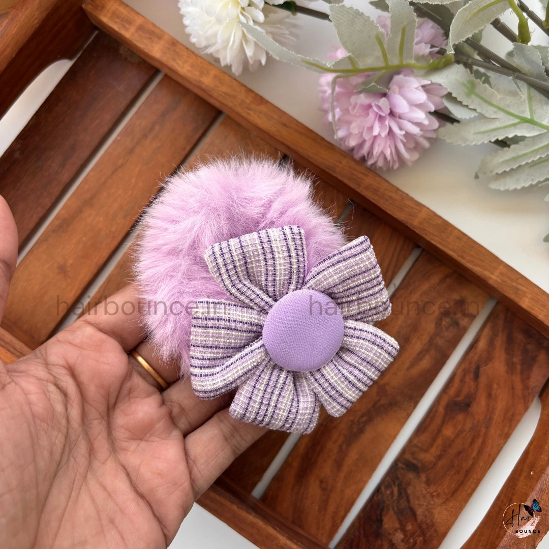 Cozy Bloom Fur Scrunchie | Soft Plush Floral Hair Scrunchie for Women & Girls