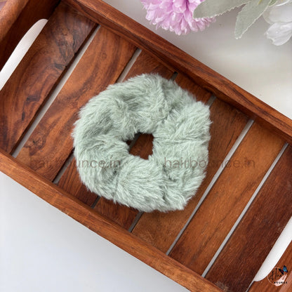 Fluffy Faux Fur Hair Scrunchie – Soft Plush Elastic Hair Tie