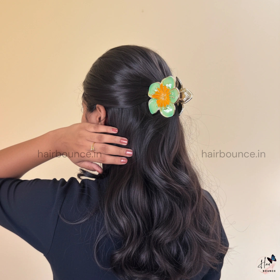 Premium Lily-inspired Floral Metal Hair Claw - Large