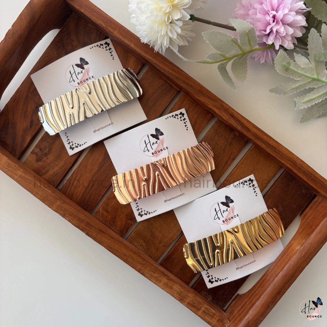 Mirage Wave Metallic Barrette – Sculpted Luxe Collection