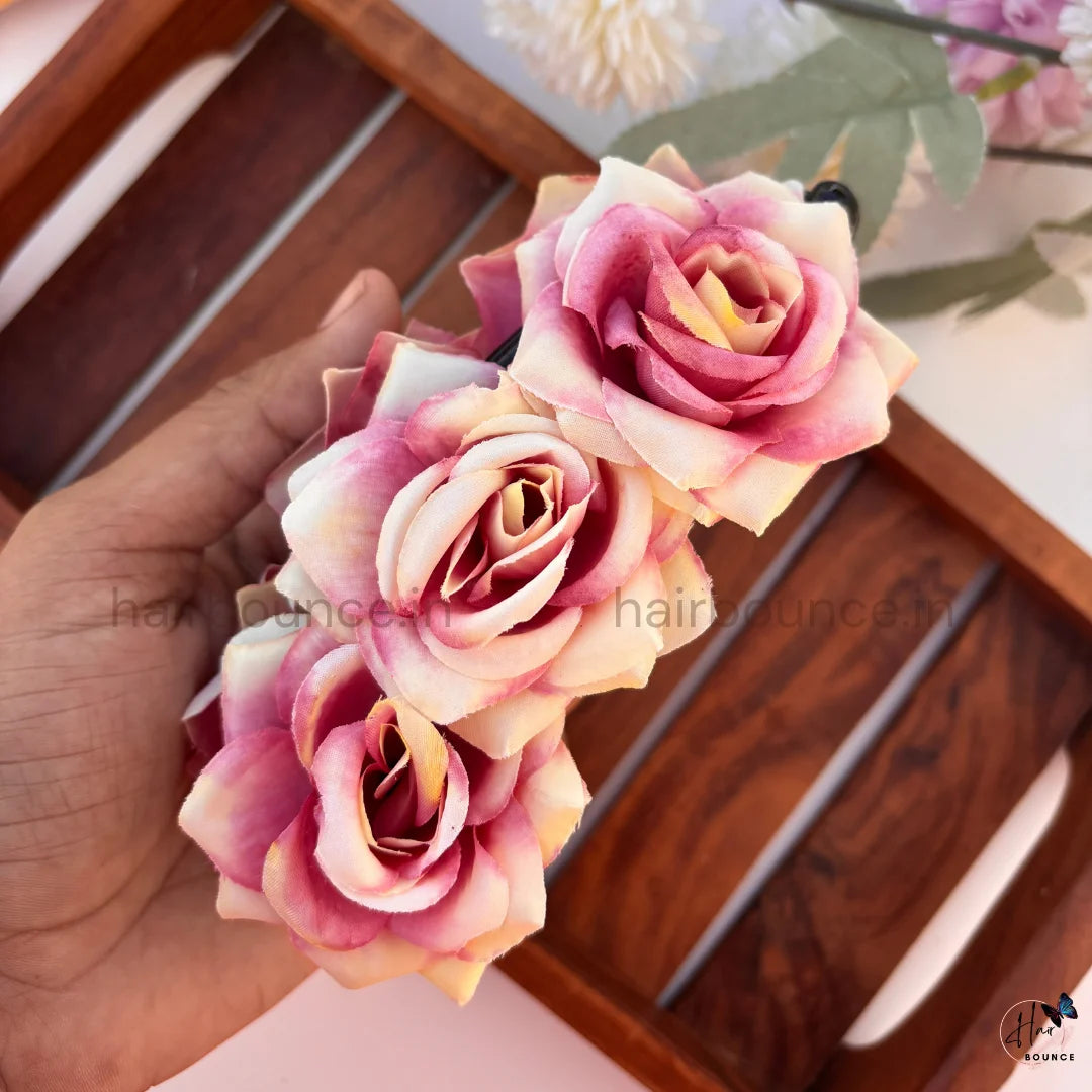 Vintage Rose Artificial Flower Banana Hair Clip – Large
