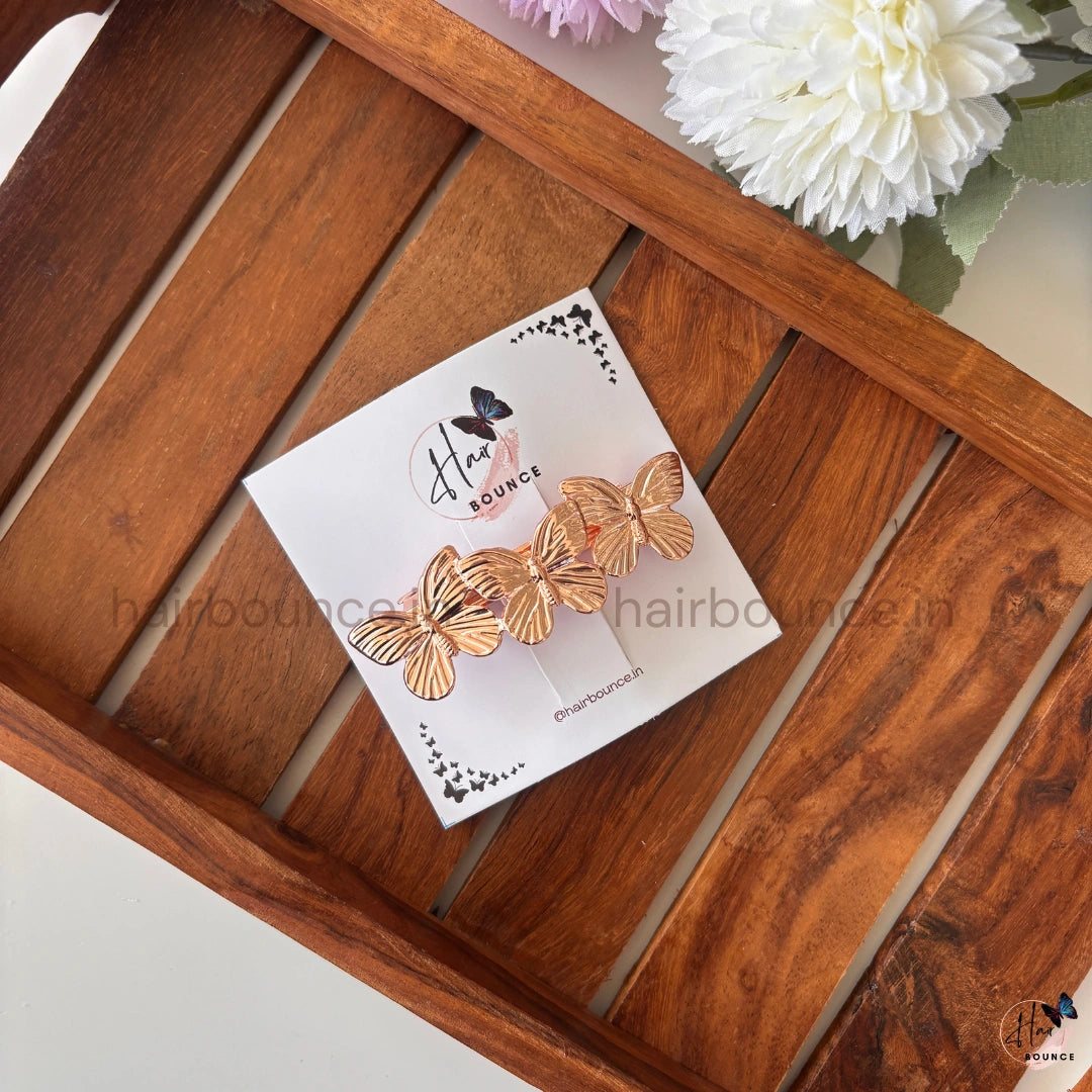 Monarch Glow Metallic Butterfly Barrette – Luxe Flutter Collection