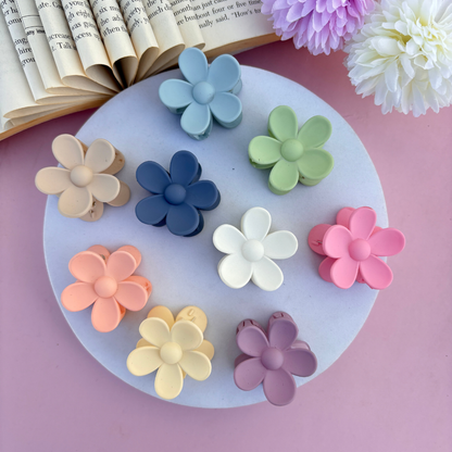 Colourful Bright Shades Cute Flower Hair Claw Small - Pack of 2/ Assorted Colours
