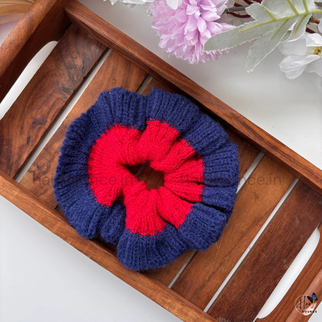 Cozy Duo Knit Winter Scrunchie
