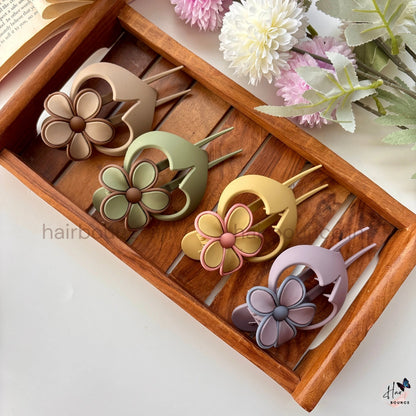 Pastel Blossom Hair Fork Clip - Large