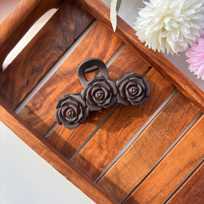 Triple Flower Rose Hair Claw - Large