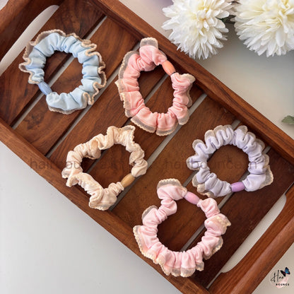 Lace Trim Pastel Scrunchies