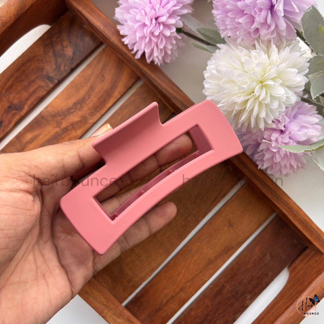 Matte Hollow Rectangle Hair Claw – Large