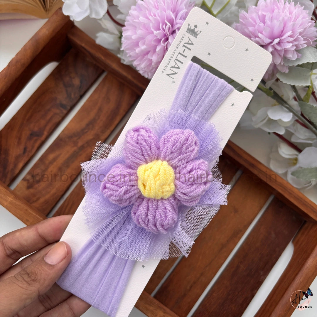 Bloom Bliss Crochet Flower Newborn Baby Nylon Headband