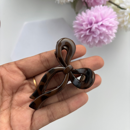 Dark Shades Bow Hair Claw - Medium