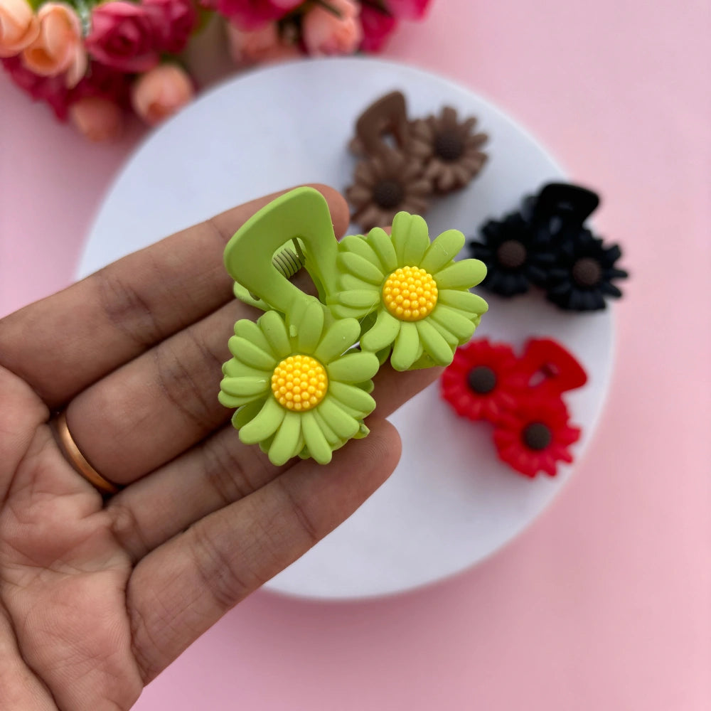 Double Flower Matte Finish Hair Claw - Medium