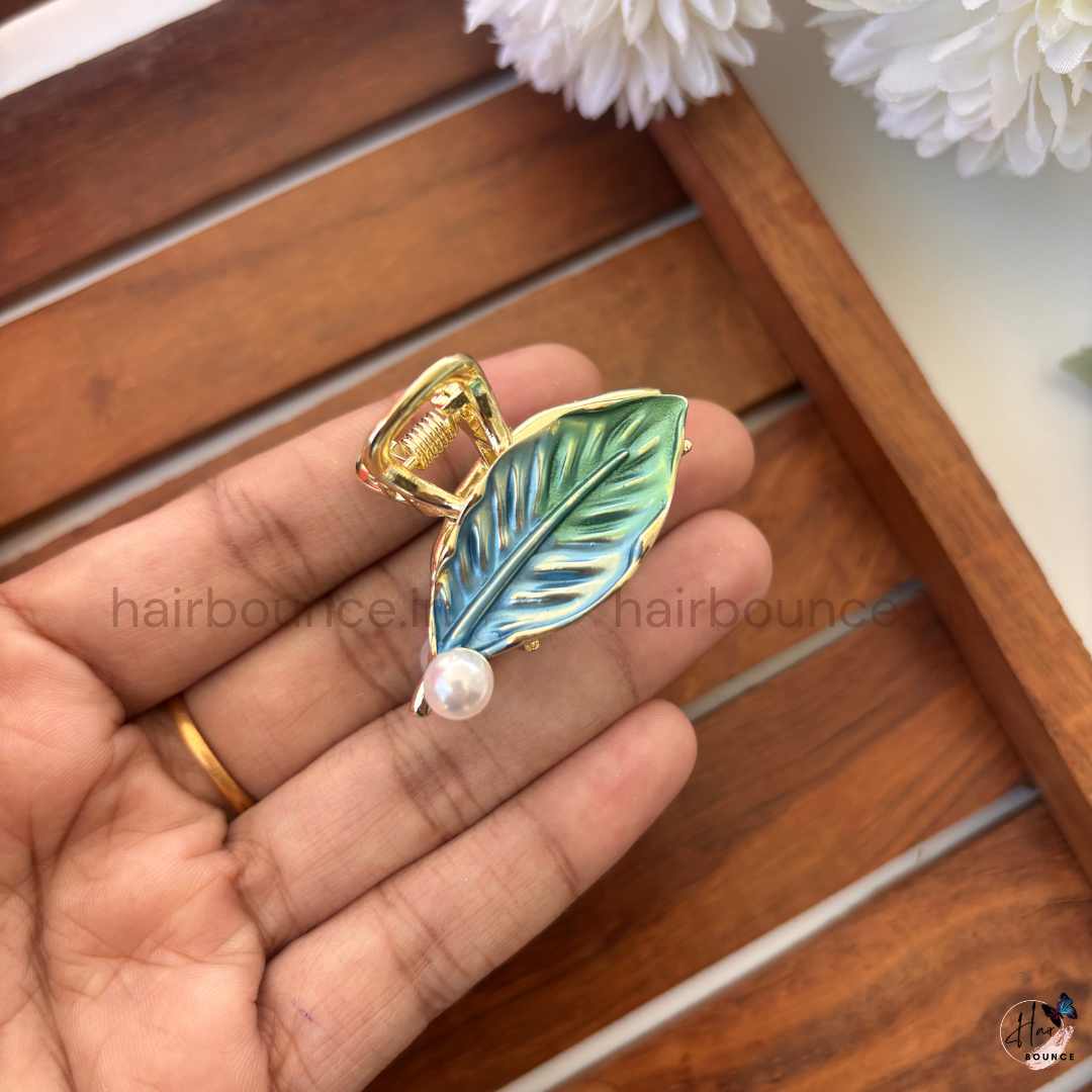 Metallic Leaf Hair Claw -  Medium