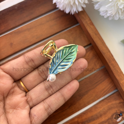 Metallic Leaf Hair Claw -  Medium