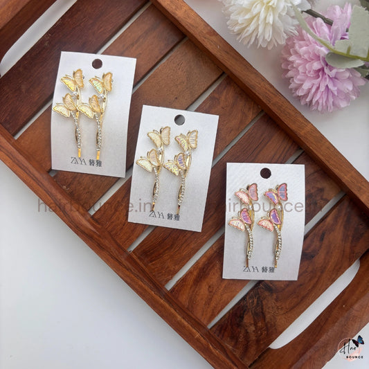 Golden Butterfly Crystal Hair Pins