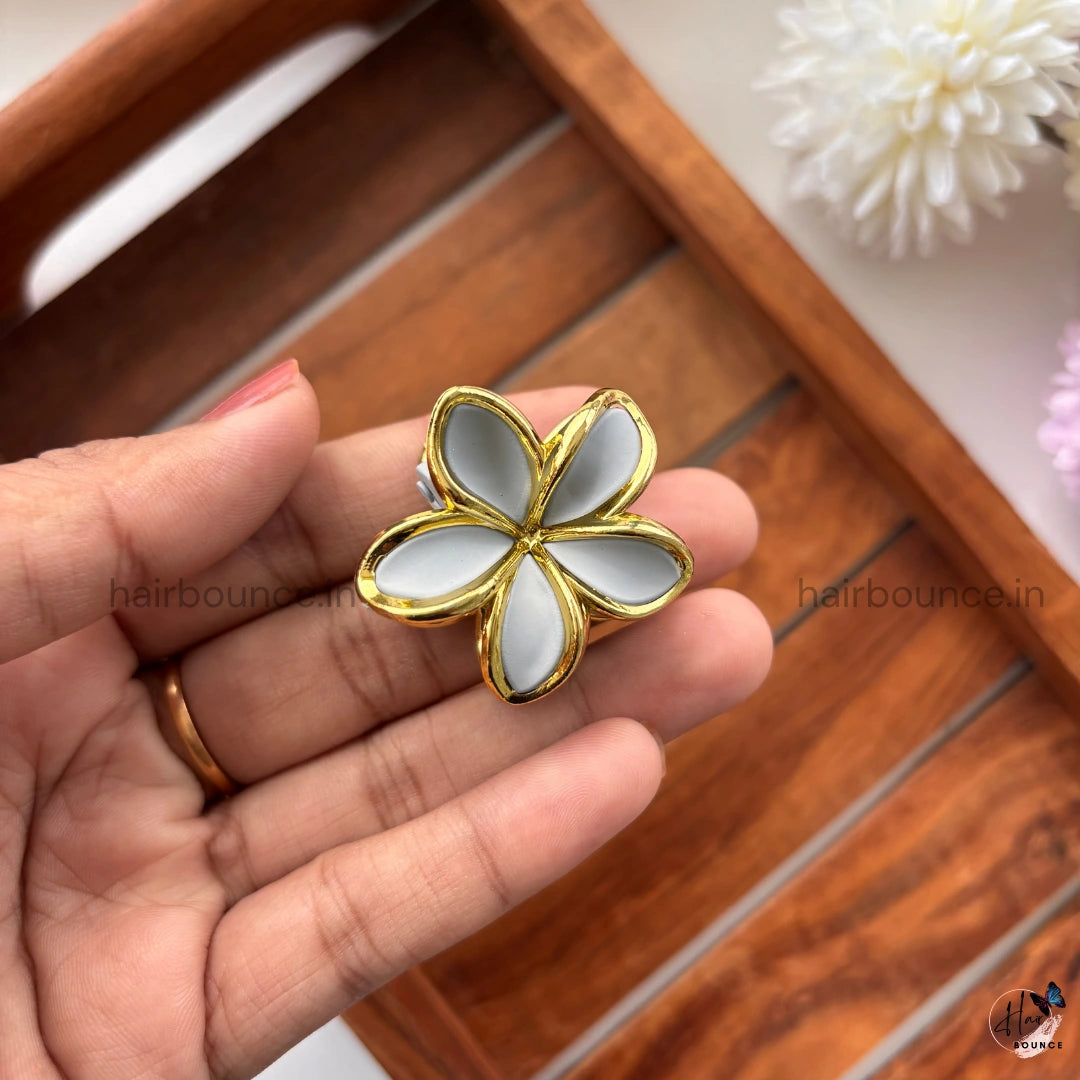 Golden Bloom Floral Hair Claw - Small