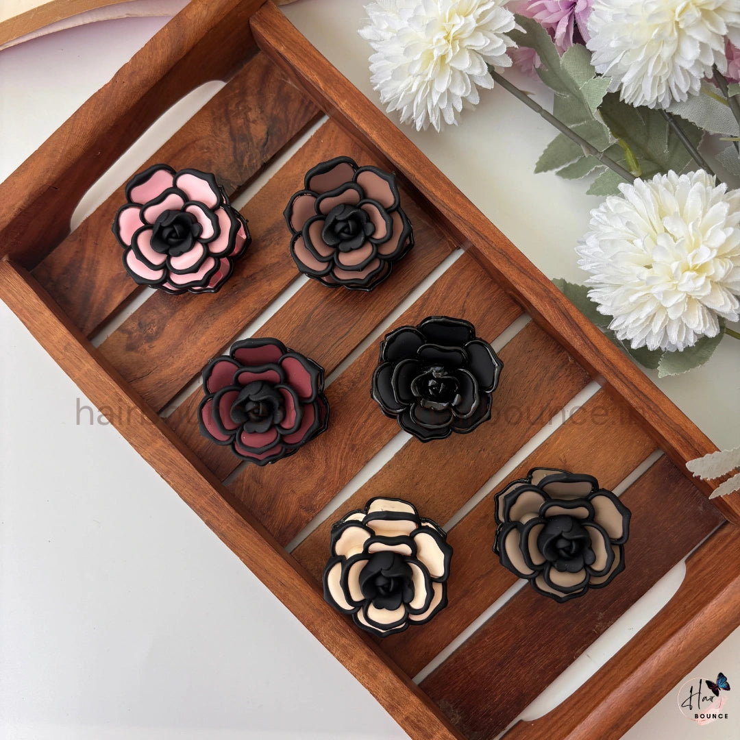 Elegant Bloom Rose Hair Claw – Medium